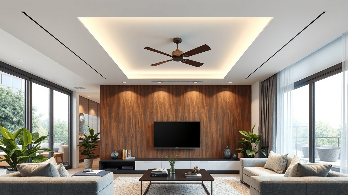Modern álmennyezet egy elegáns nappaliban