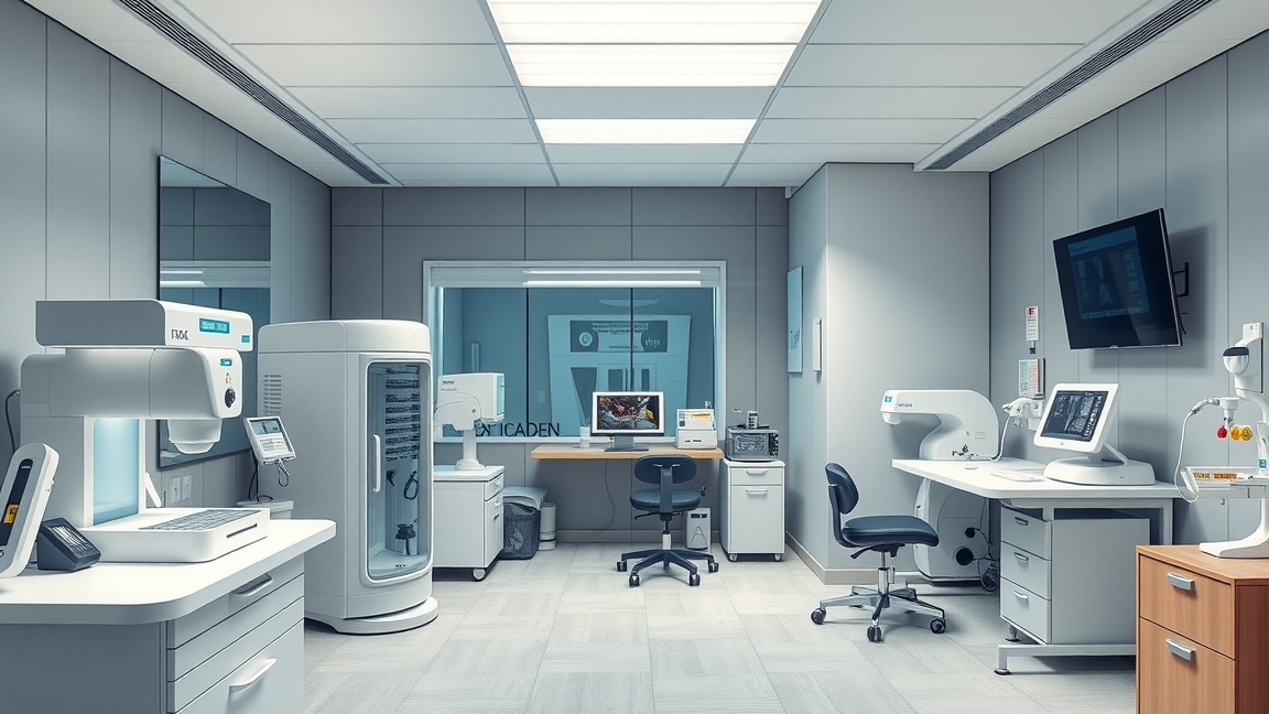 Modern egészségügyi laboratórium, anyagcsere-vizsgálat felszerelésekkel.