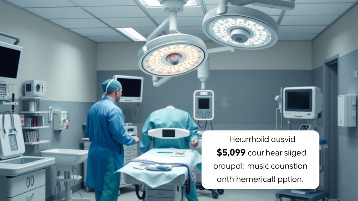 Modern orvosi műtő aranyérműtéthez szükséges berendezéssel.