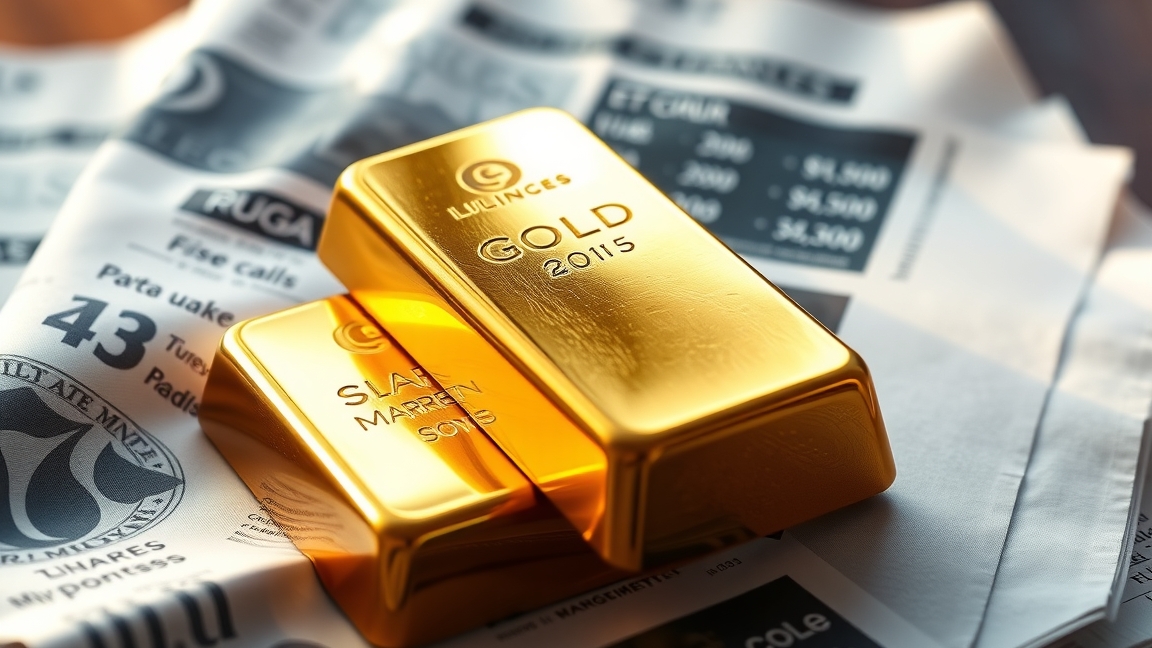 Két aranyrúd gazdasági újság mellett