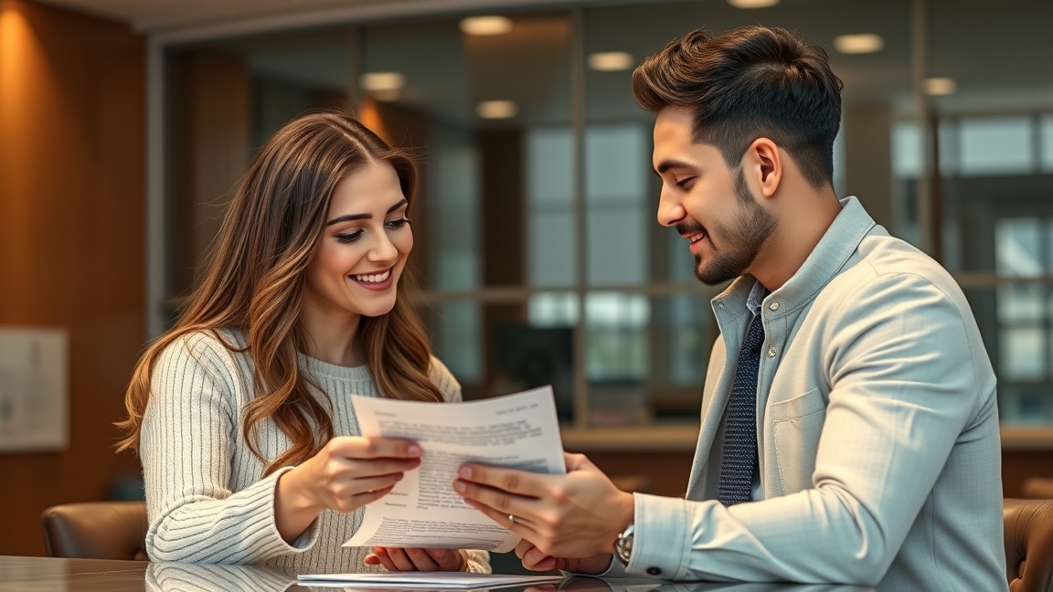 Fiatal pár hitel szerződést néz át