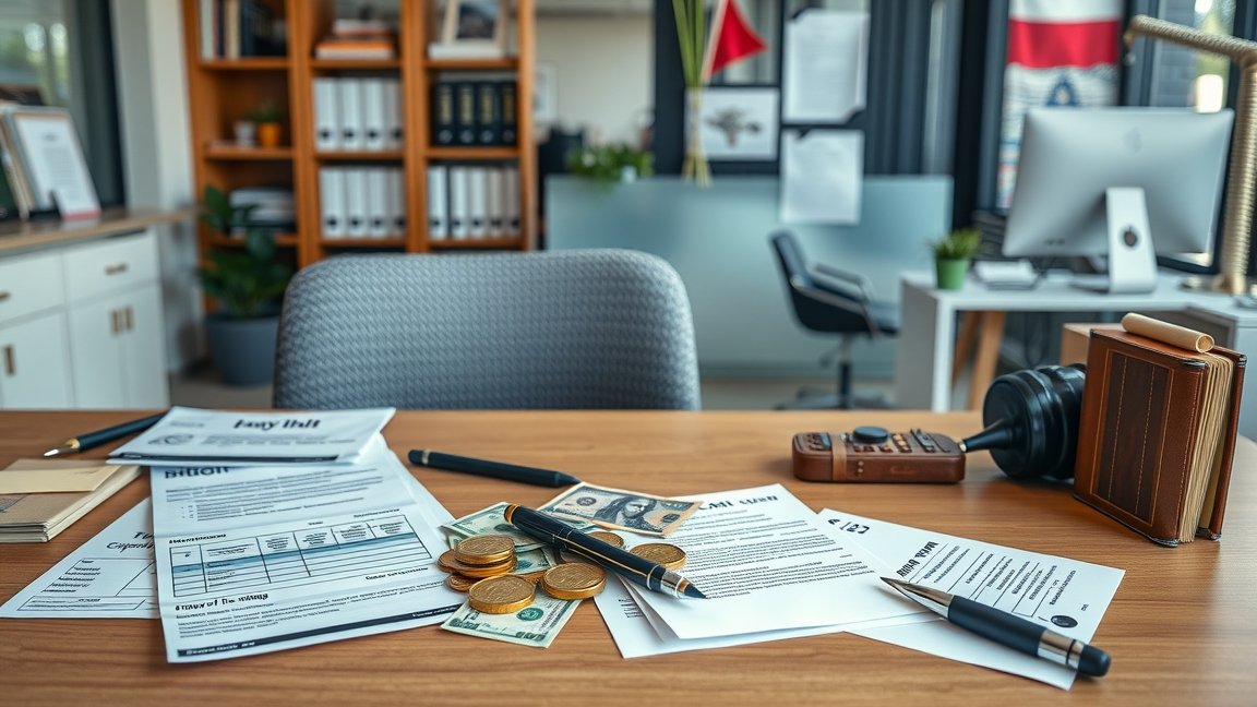 Cégalapítás költségei és dokumentáció egy irodai környezetben.