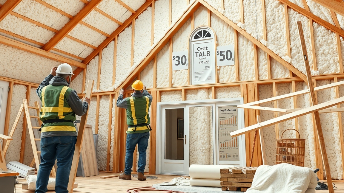 Családi ház szigetelésének folyamata, építőmunkások a munkában
