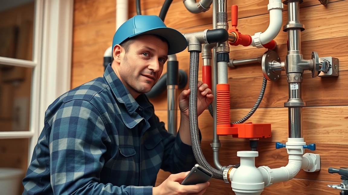 Vízszerelő dolgozik családi ház vízcsövein