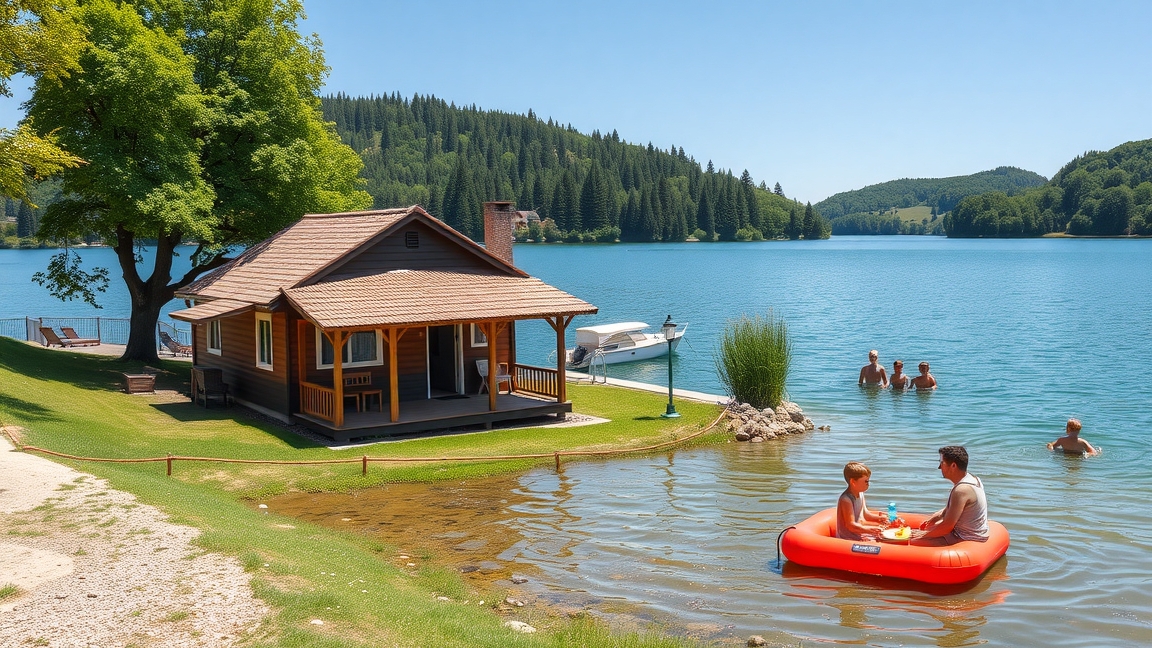 Családi nyaralás vízparti házban belföldön, gyerekek és felnőttek