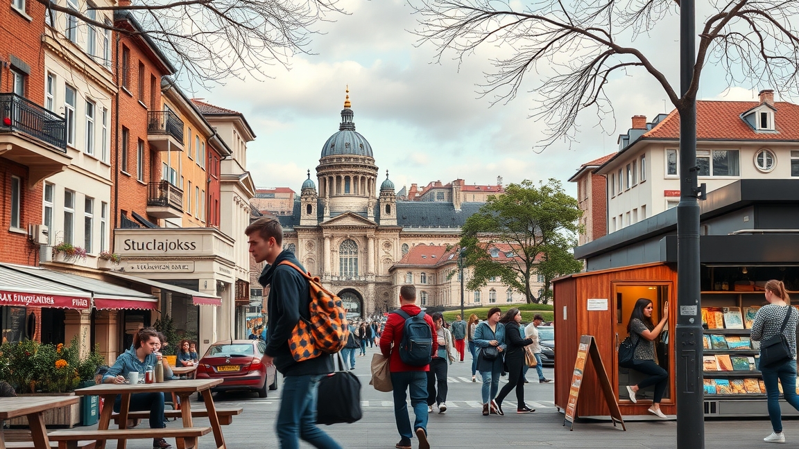 Diákok sétálnak Budapest egyik forgalmas utcáján