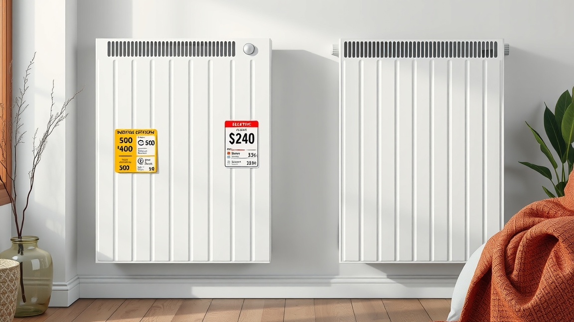 Két elektromos fűtőpanel különböző árakkal és jellemzőkkel