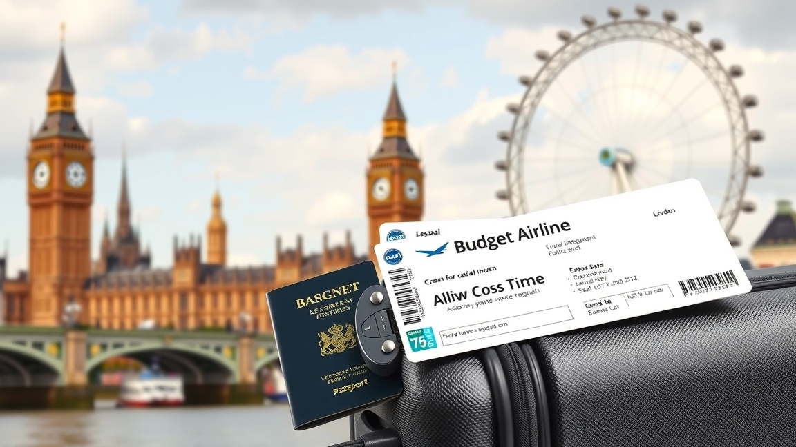 Fapados repülőjegy Londonba, háttérben a Big Ben és London Eye