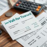 Adókártya és pénzügyi dokumentumok számológéppel az asztalon