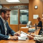 Két ember beszélget egy ügyvéd irodájában élettársi kapcsolat bejegyzéséről.