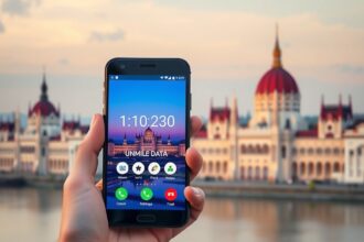 Okostelefon a korlátlan mobilnet használatával Magyarországon.