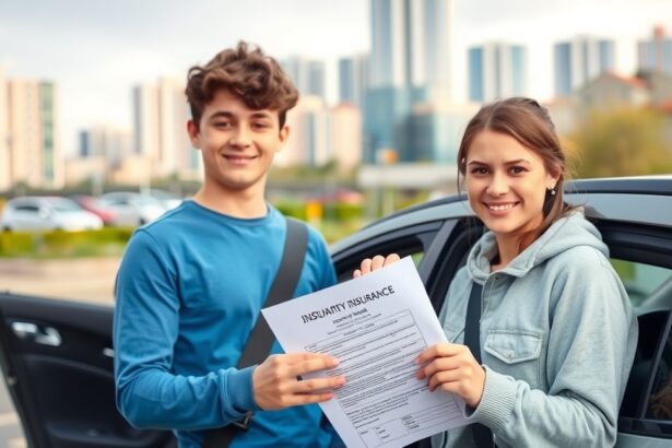 Fiatal sofőrök biztosítási dokumentumokat tartanak a kezükben.