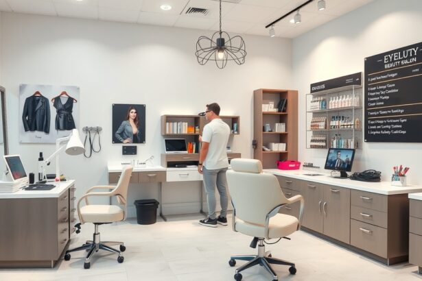 Modern szépségszalon belső tere, műszempilla felhelyezéshez.