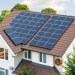 Napelemek családi ház tetején, energiahatékonyság a jövőért.