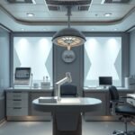 Modern plasztikai sebészet rendelő belső tér szilikonmell implantátumokkal.