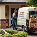 Tesco házhoz szállító autó gyümölcsökkel és zöldségekkel