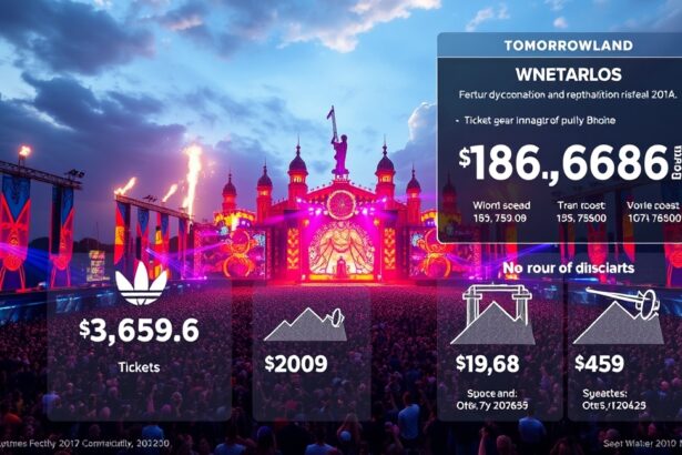 Tomorrowland fesztivál színpada és látványos tömeg