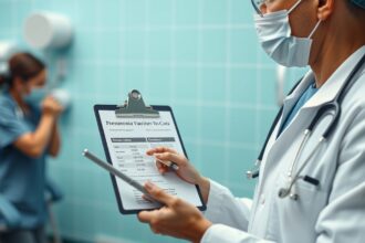 Orvos tüdőgyulladás elleni védőoltásról tájékoztat