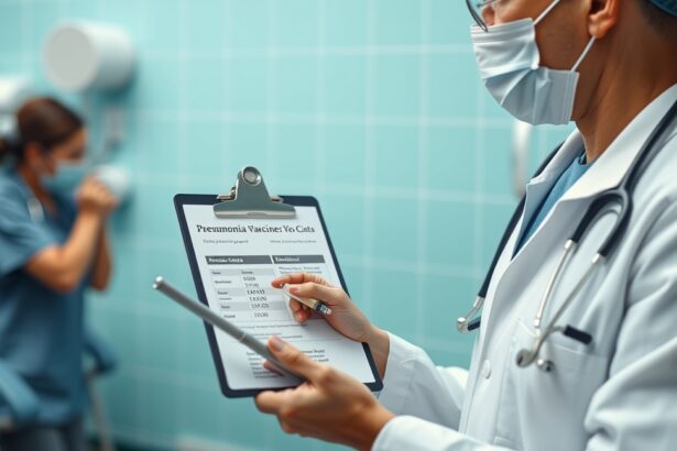 Orvos tüdőgyulladás elleni védőoltásról tájékoztat