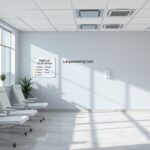 Modern orvosi rendelő a tüdőszűrés költségeivel kapcsolatos információkkal.