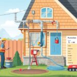 Vezetékes víz bekötése folyamat képe egy ház mellett.