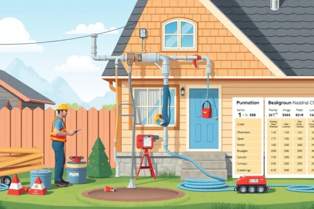 Vezetékes víz bekötése folyamat képe egy ház mellett.