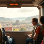 Utazás a vonaton Prágába, gyönyörű kilátással