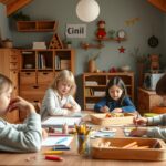 Waldorf iskola diákjai kreatív tevékenységet folytatnak az osztályteremben.