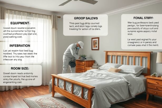 Ágyi poloska irtást végző szakember a hálószobában