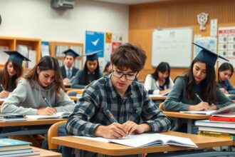 Diákok emelt szintű érettségire készülnek az osztályteremben.