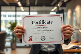 Erkölcsi bizonyítvány bemutatása irodai környezetben