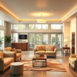 Kényelmes nappali idősek otthonában, világos belső tér