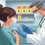 Orvos influenza elleni védőoltást ad egy páciensnek