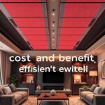 Modern infrafűtés panel a nappaliban, energiahatékony fűtési megoldás.