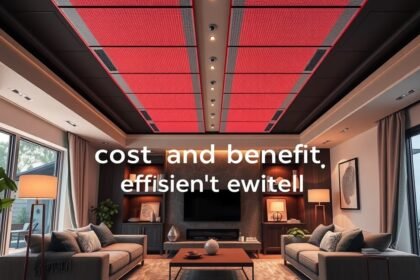 Modern infrafűtés panel a nappaliban, energiahatékony fűtési megoldás.