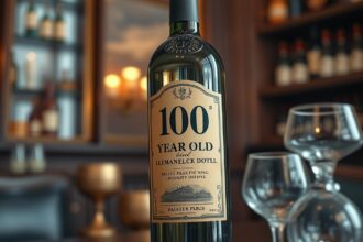 100 éves borosüveg antik háttérben