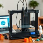 Kezdő 3D nyomtató és nyomtatott figurák az asztalon