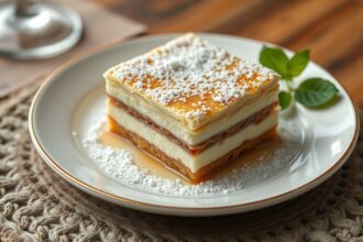 Aranygaluska desszert, gazdagon díszítve porcukorral