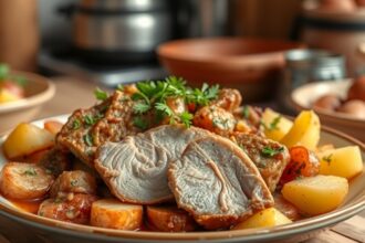 Brassói aprópecsenye adag finom burgonyával és zöldségekkel