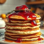 Magas rétegű palacsinta lekvárral a tányéron