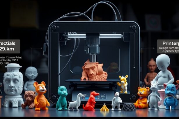 3D nyomtató különböző figurákkal és árakkal, tervezési összetettség