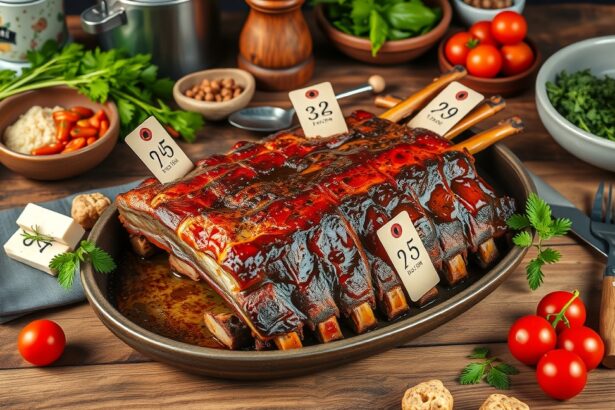 Sült oldalas körettel és fűszerekkel, árkalkulációs címkékkel.