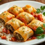 Töltött káposzta tál rizs mellett, étterem árszámmal