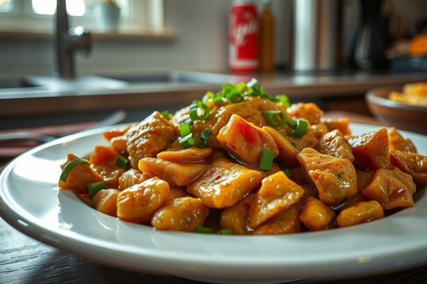 Túrógombóc tálalva zöld hagymával és fűszerekkel.