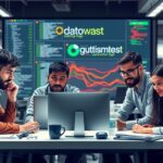 Csapat adatbázis fejlesztésével foglalkozik, számítógép előtt ülve.