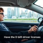 Fiatal férfi autót vezet egy modern városi környezetben.