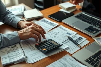 Adóbevallás elkészítése kalkulátorral és papírokkal dolgozva