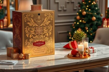 Prémium adventi naptár elegáns dizájnnal ünnepi környezetben