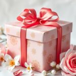 Születésnapi ajándék nőknek rózsaszín díszítéssel és virágokkal