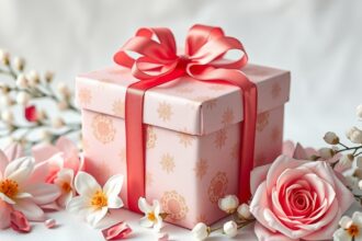 Születésnapi ajándék nőknek rózsaszín díszítéssel és virágokkal